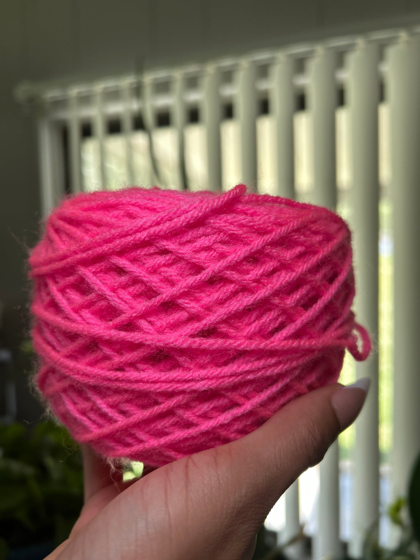 Neon Pink Yarn Cake – Approx. 4 oz