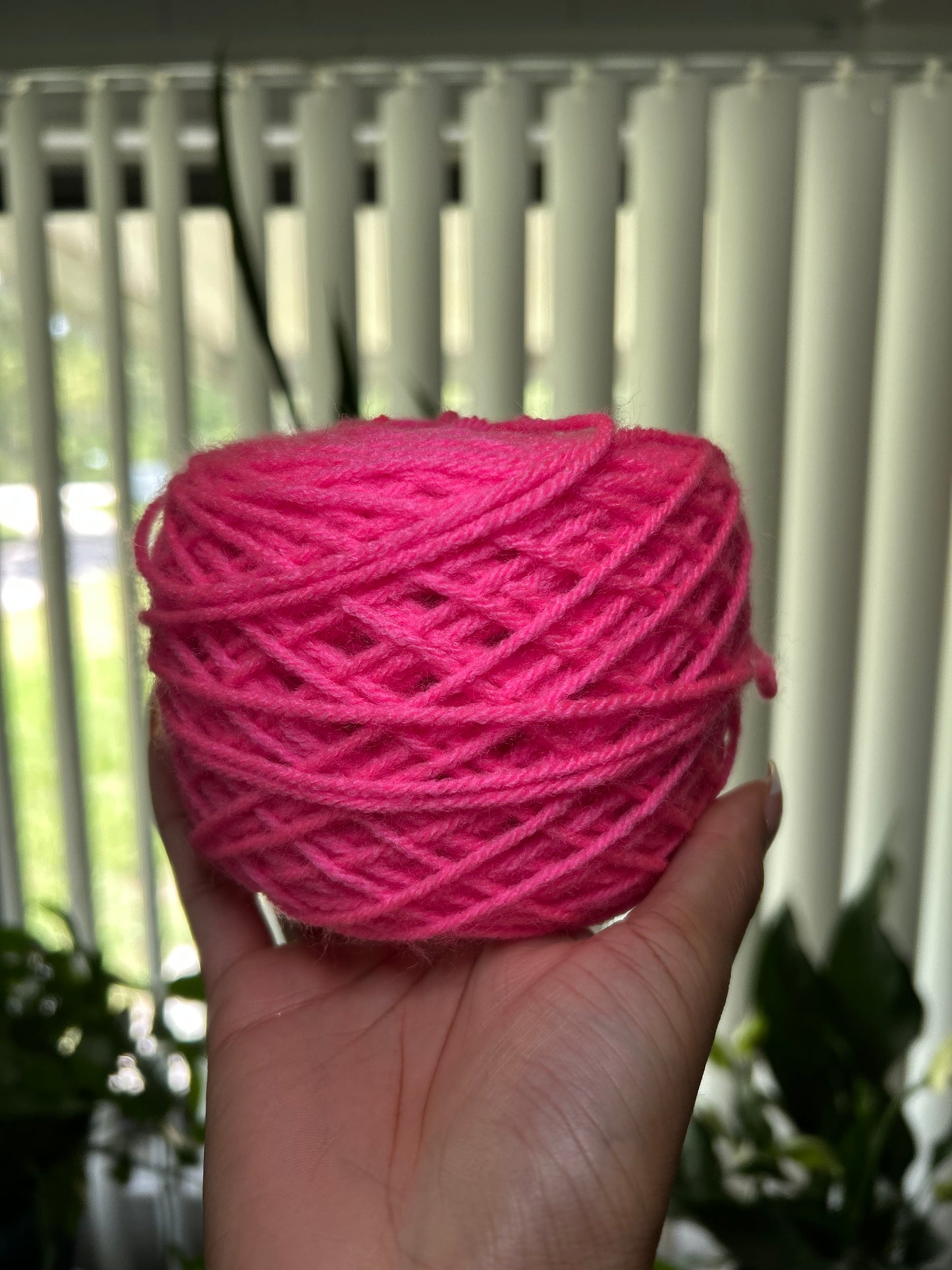 Neon Pink Yarn Cake – Approx. 4 oz