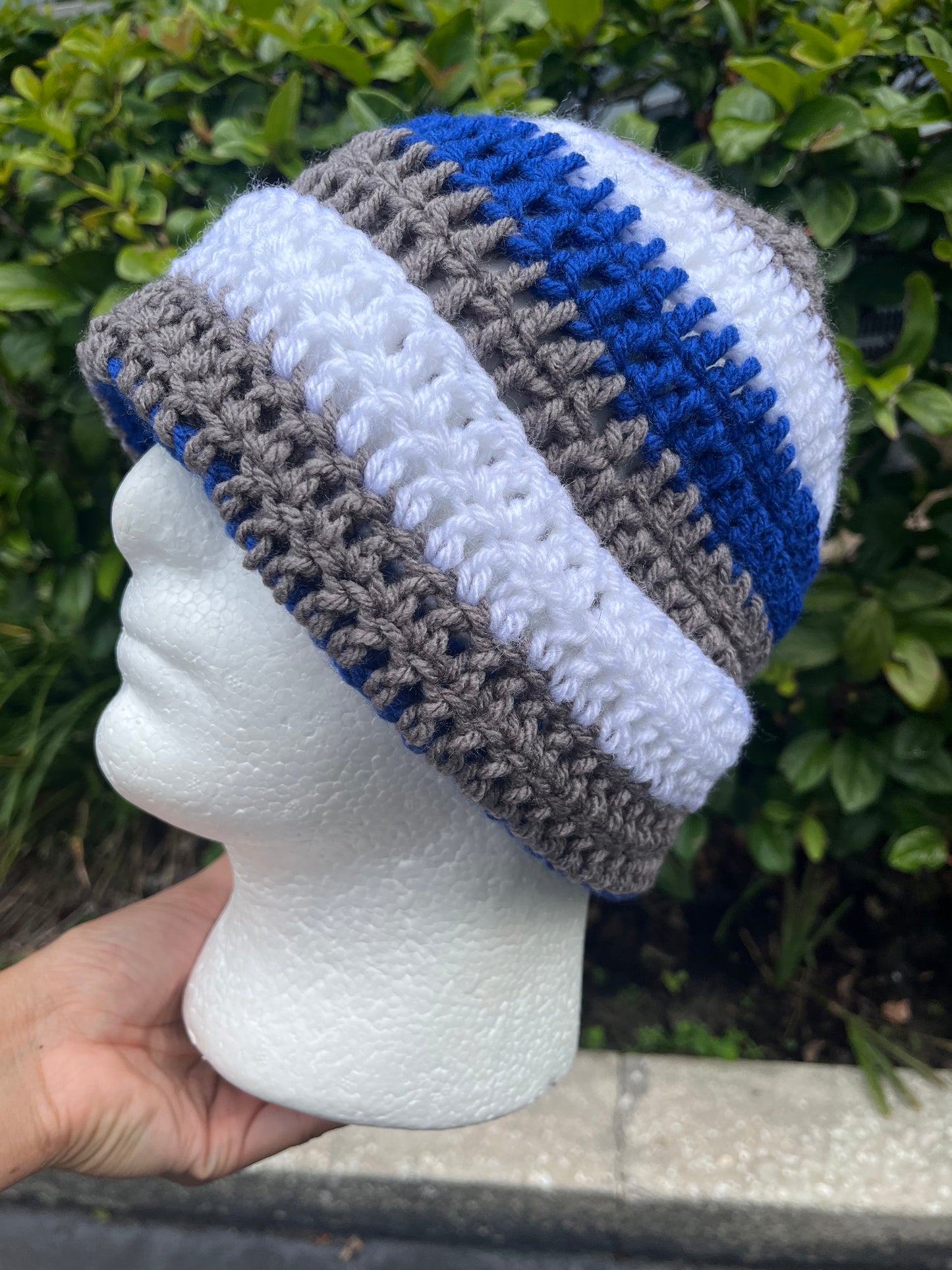Royal Blue/White/Gray (Beanie)