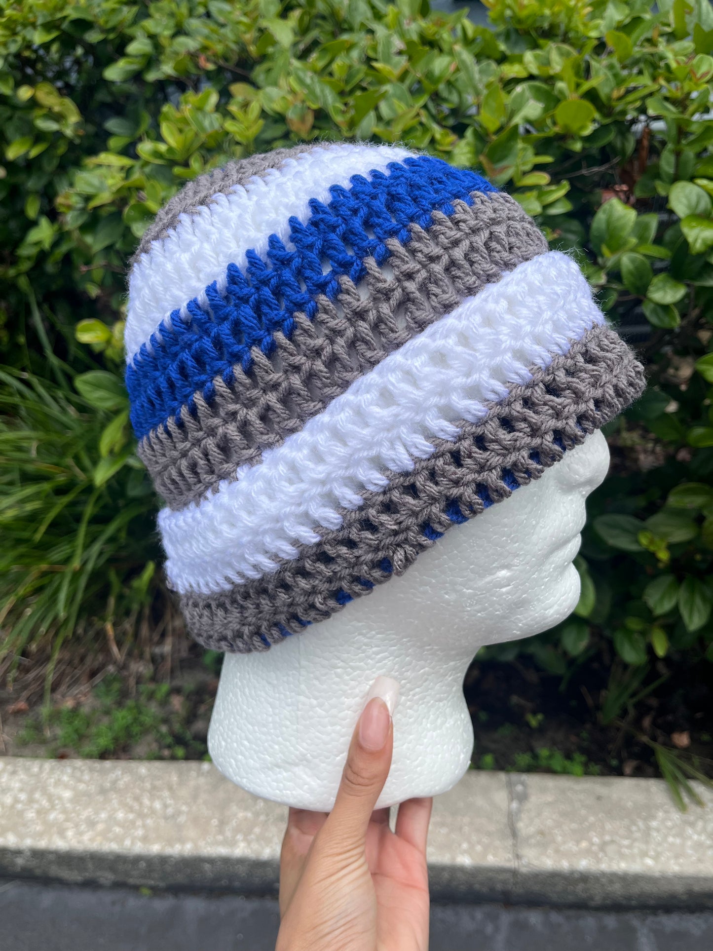 Royal Blue/White/Gray (Beanie)
