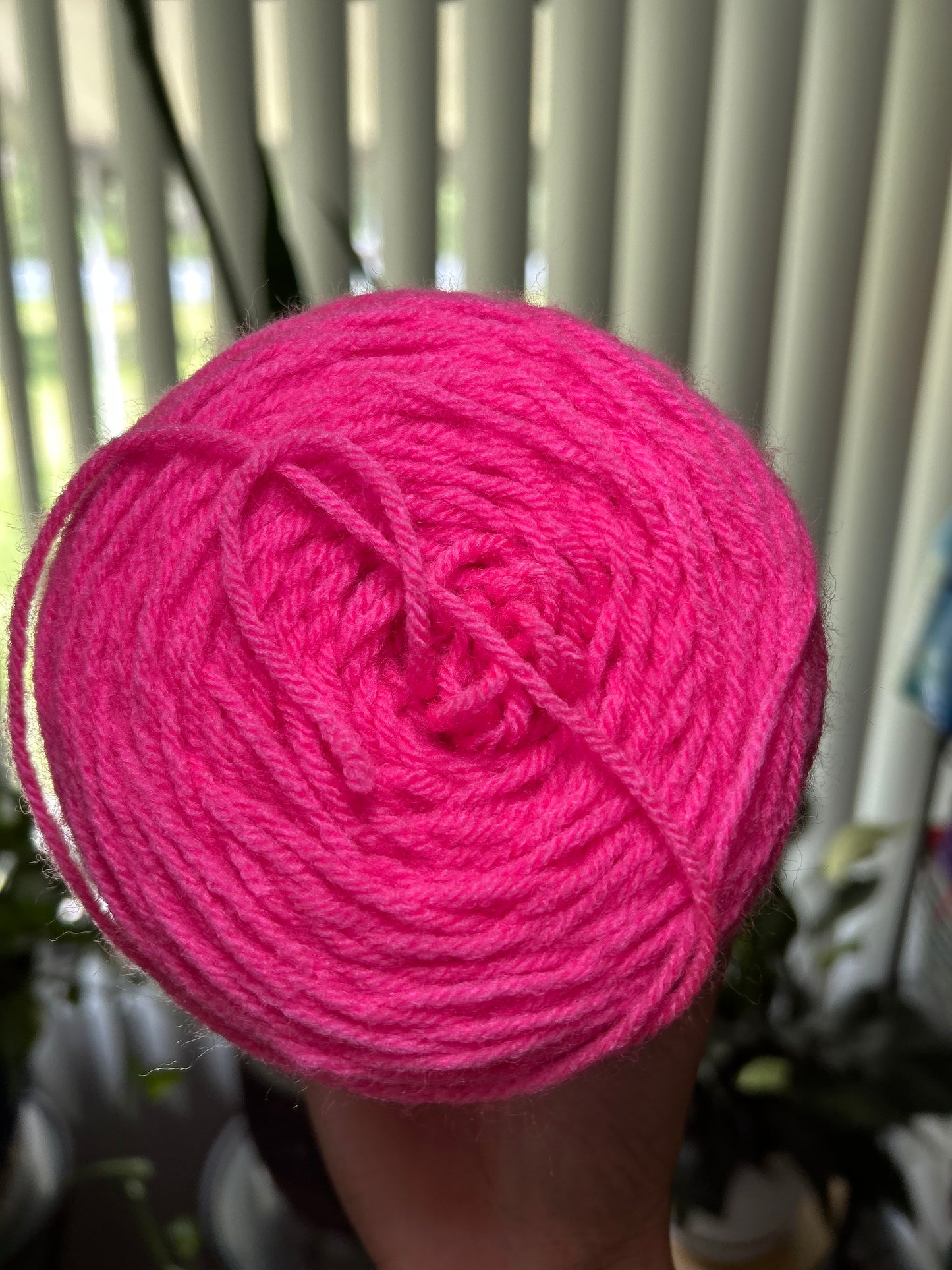 Neon Pink Yarn Cake – Approx. 4 oz