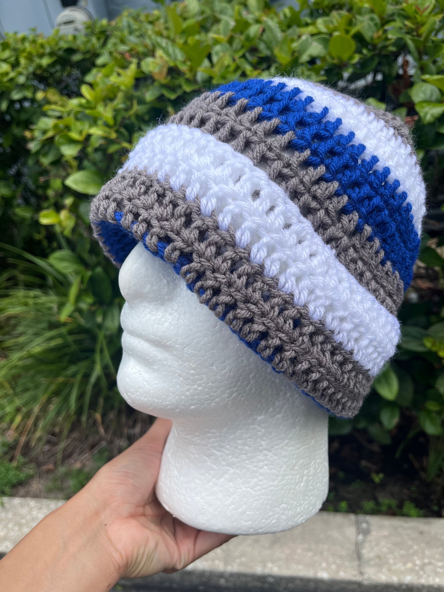 Royal Blue/White/Gray (Beanie)