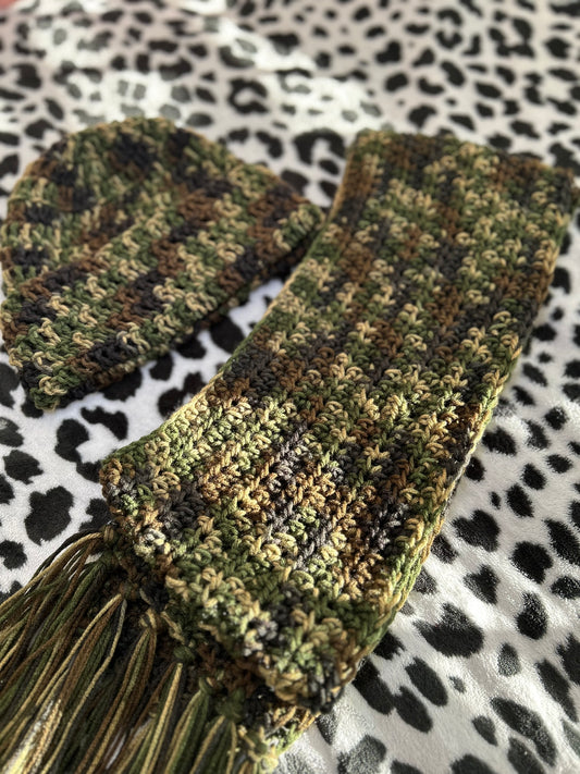 Camouflage Beanie & Scarf Set