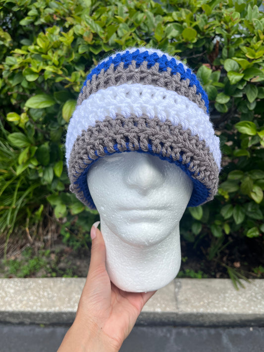 Royal Blue/White/Gray (Beanie)