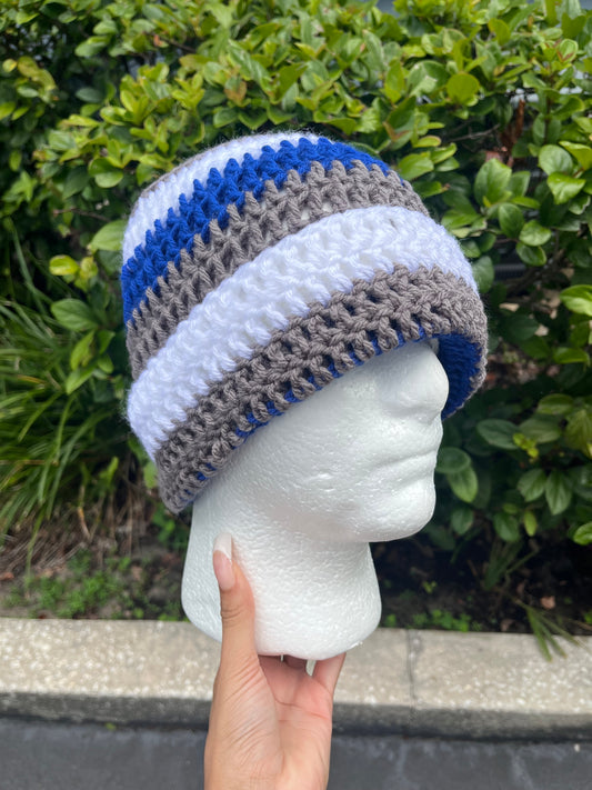 Royal Blue/White/Gray (Beanie)