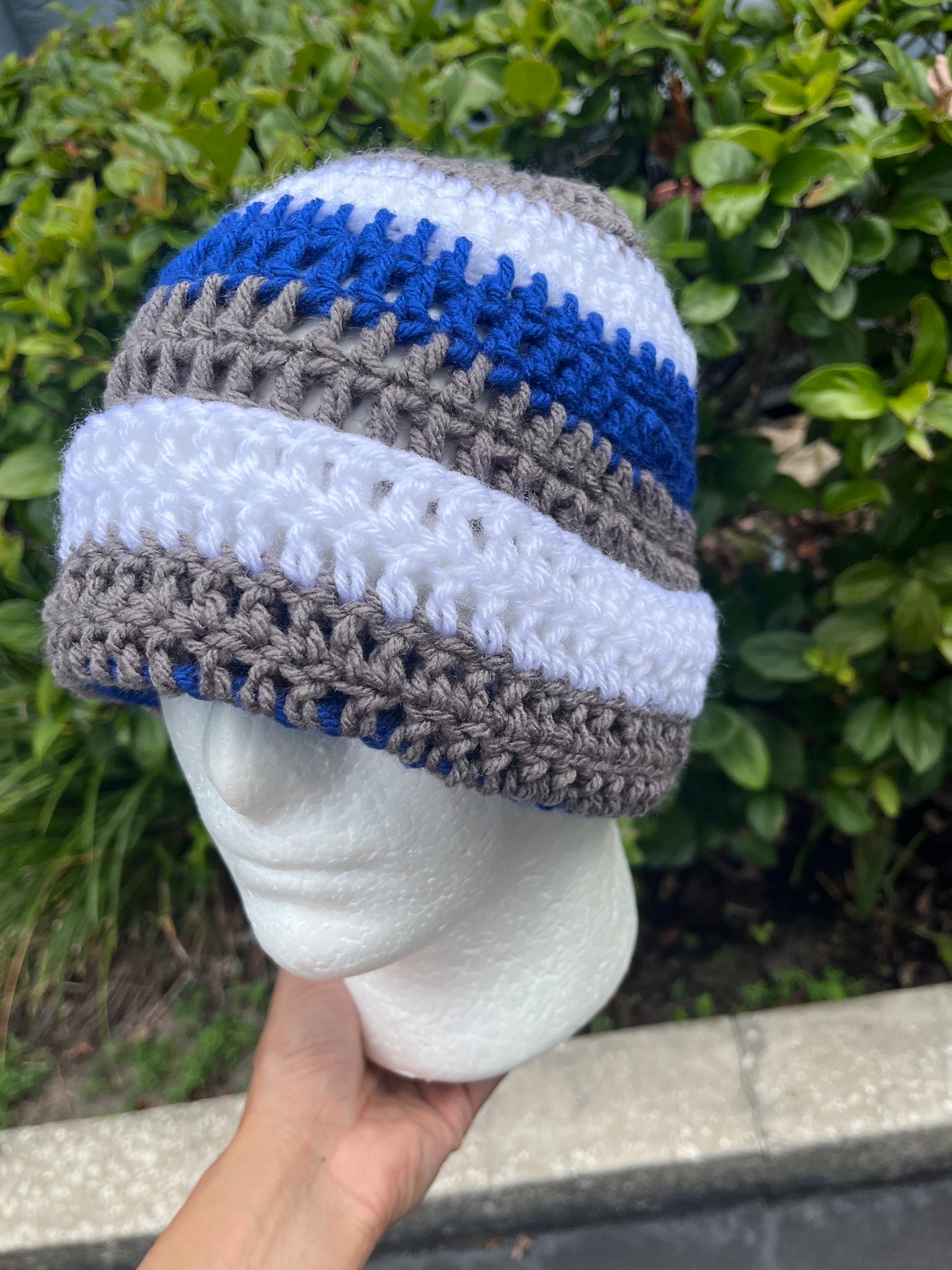 Royal Blue/White/Gray (Beanie)